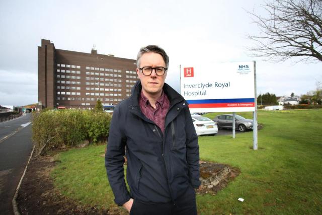 Martin McCluskey standing in front of Inverclyde Royal Hospital